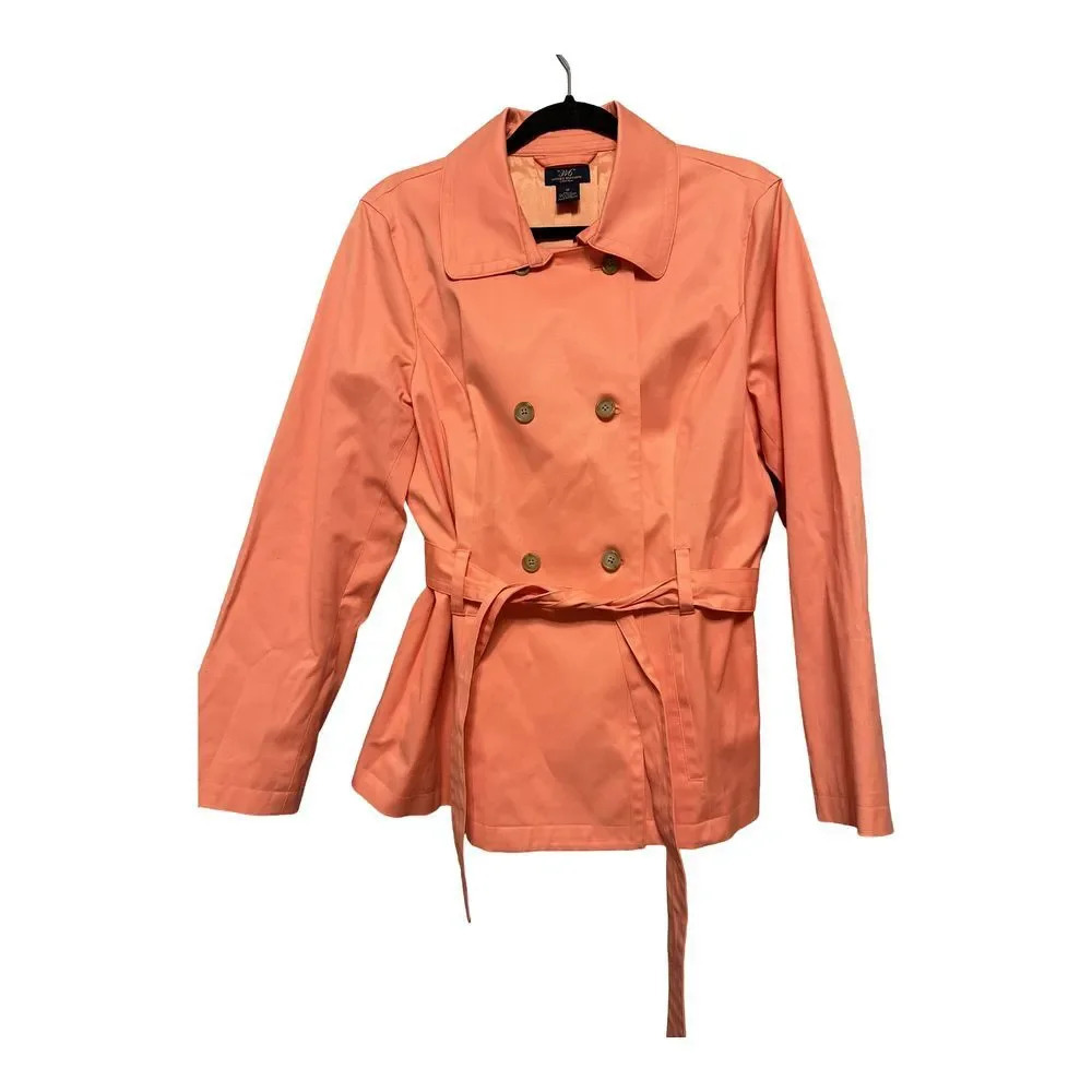 Brooks Brothers 346 Peach Pea coat Light Weight Jacket Cotton Blend Lined Sz 14